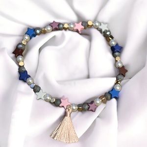 Frenzy Star bead tassel stretch bracelet